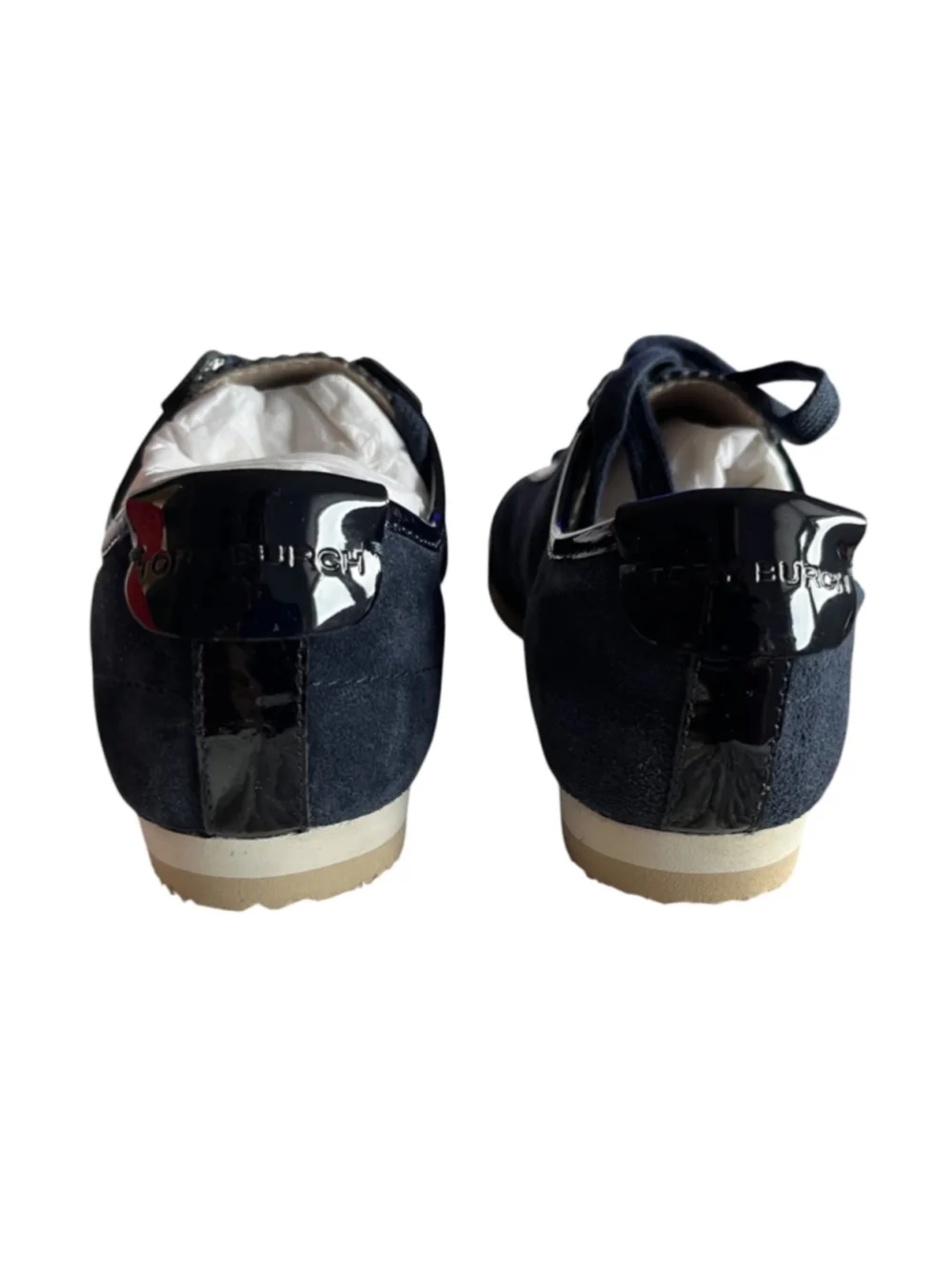 Tory Burch Murphy Navy Blue Suede NWT Patent Leather Sneakers 6